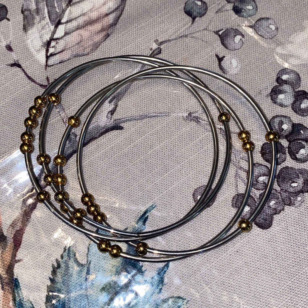 Gold and Silver Beaded Bangles